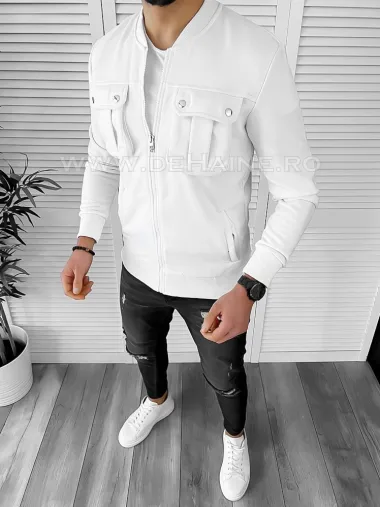 Hanorac barbati slim fit alb K034 86-4